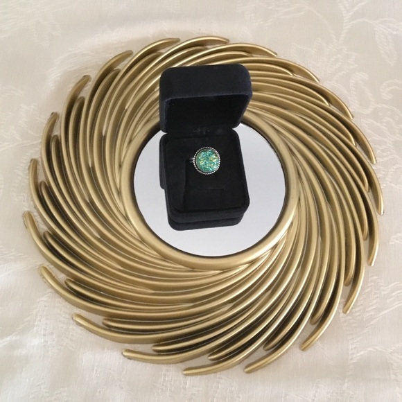 GREEN DRUZY ROUND STERLING SILVER RING/ SIZE 7 - Picture 6 of 8